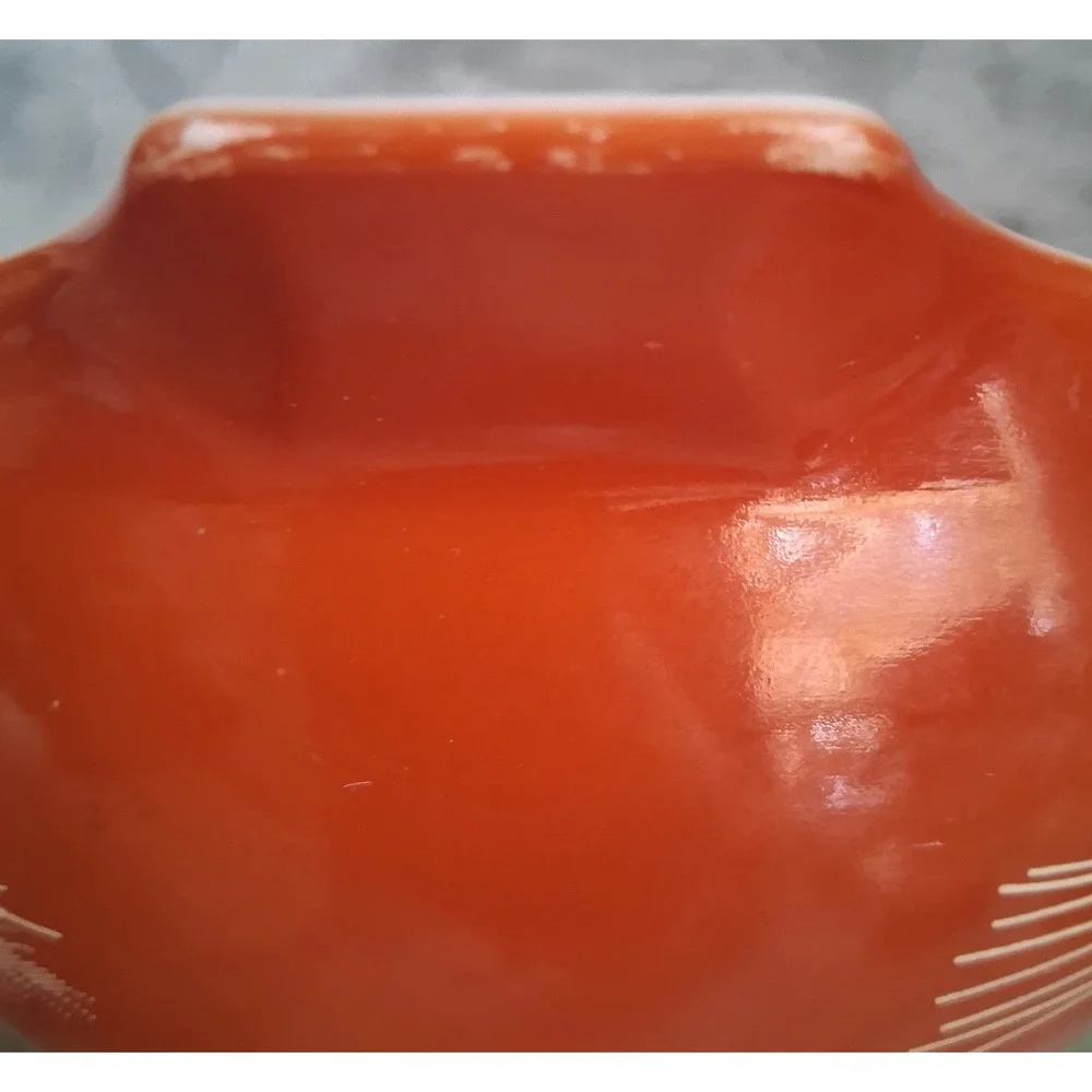Vintage Pyrex Autumn Harvest 442 Cinderella Mixing Bowl 1.5 QT Orange Wheat MCM